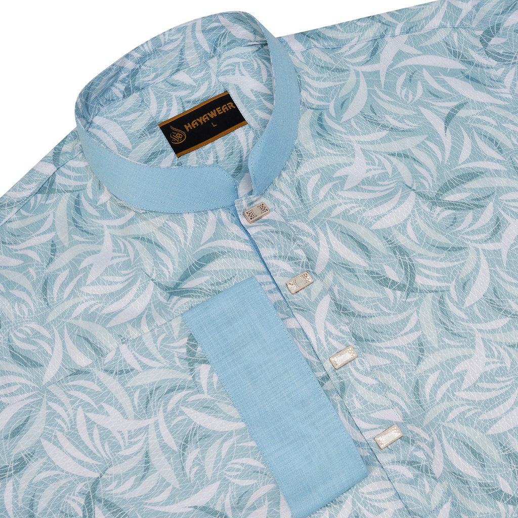 Digital Print Leaf Blue