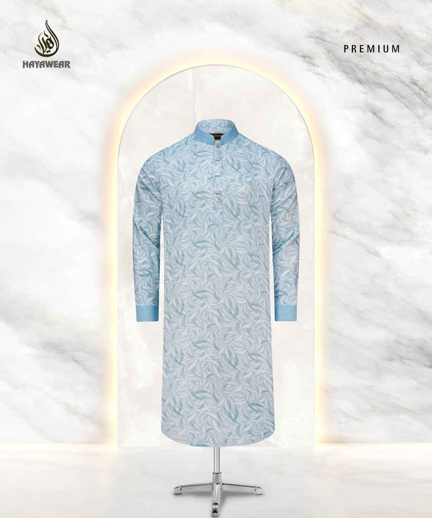 Digital Print Leaf Blue