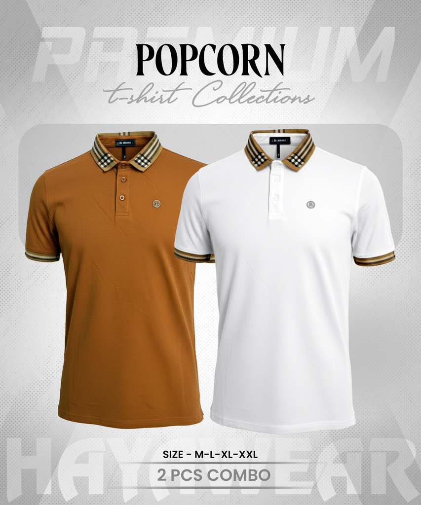 PL004 White & Brown 2pcs Popcorn Combo