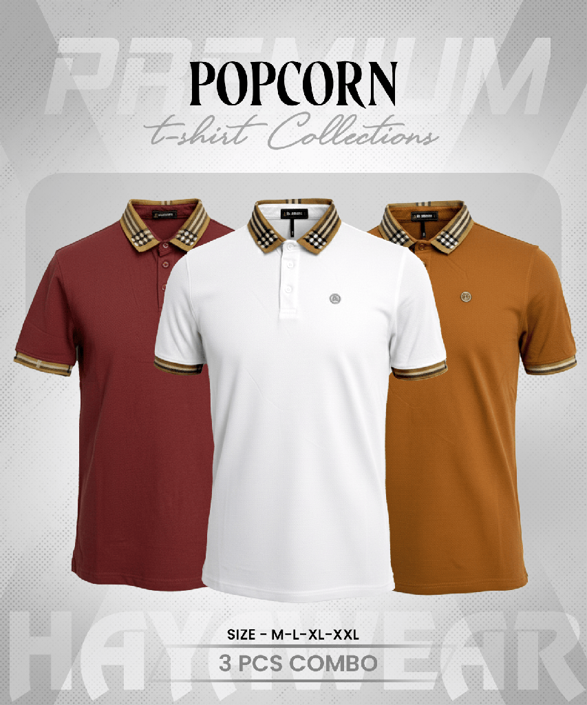 PL004 Red & White & Brown 3pcs Popcorn Combo