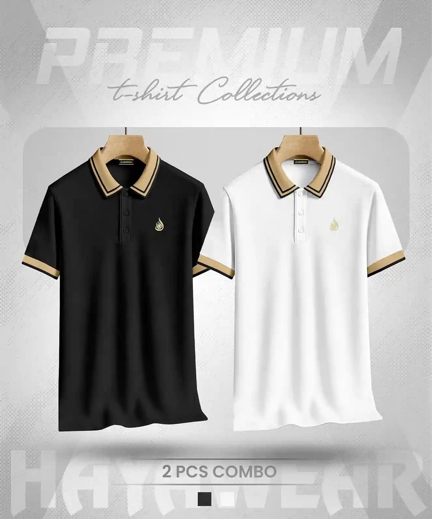 PL001 White & Black 2pcs Polo Combo