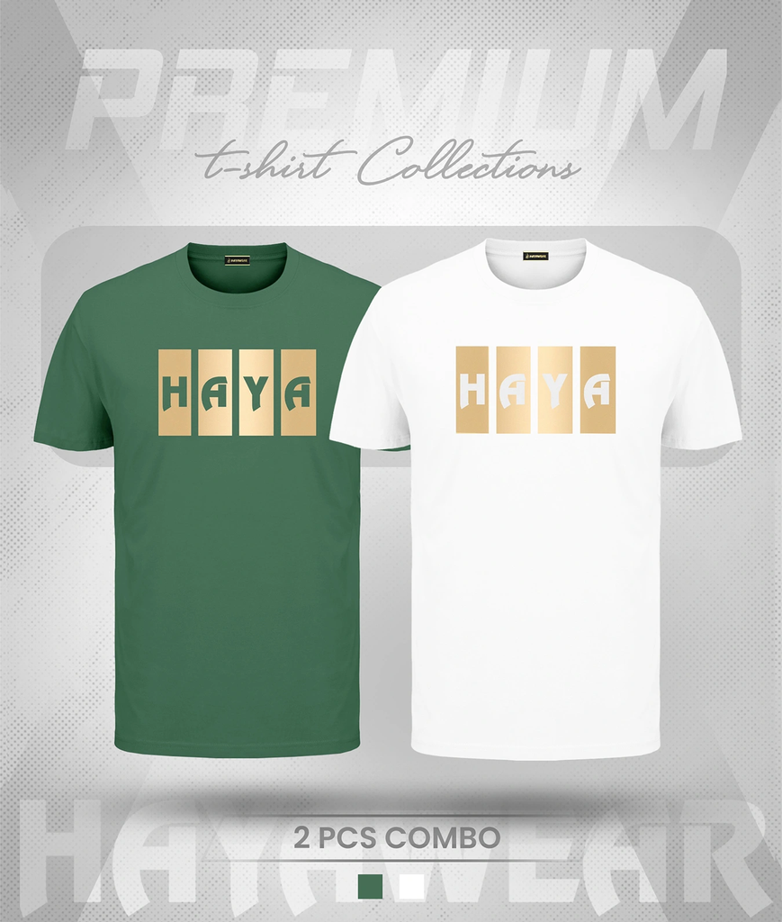 TS001 White & Green 2pcs Combo TShirt