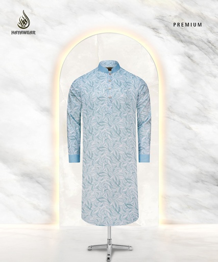 Digital Print Leaf Blue