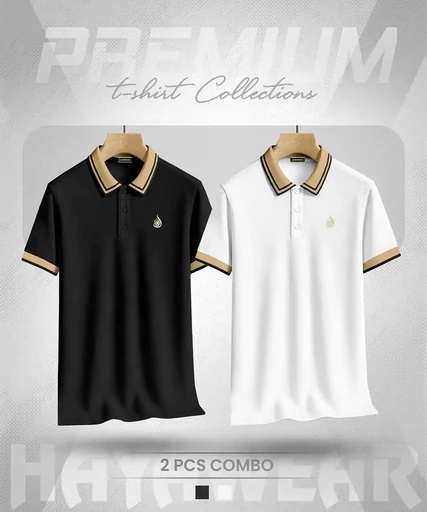 PL001 White & Black 2pcs Polo Combo
