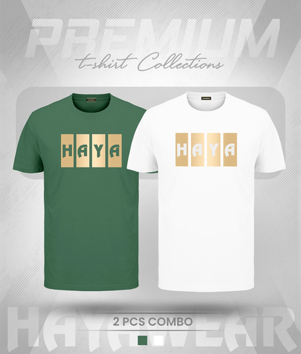 TS001 White & Green 2pcs Combo TShirt