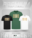 TS001 White & Black & Green 3pcs Combo TShirt