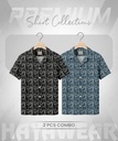 SHT001 Black & Light Olive 2pcs Combo Cuban Shirt
