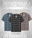 SHT001 Black & Light Olive & Brown 3pcs Combo Cuban Shirt