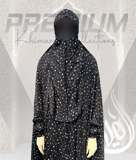 KMR004 Black print Khimar